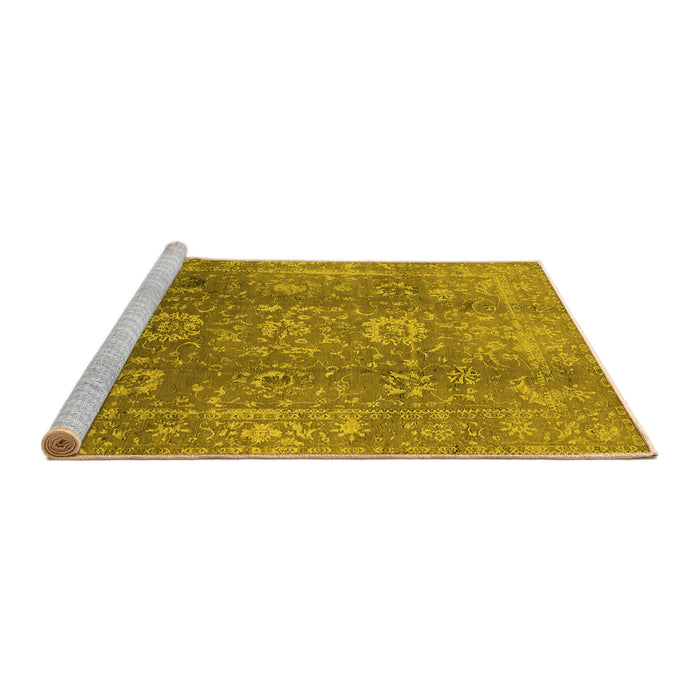 Sideview of Machine Washable Oriental Yellow Industrial Rug, wshurb1435yw