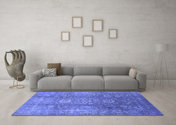 Machine Washable Oriental Blue Industrial Rug in a Living Room, wshurb1435blu