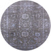 Round Machine Washable Industrial Modern Cloudy Gray Rug, wshurb1435