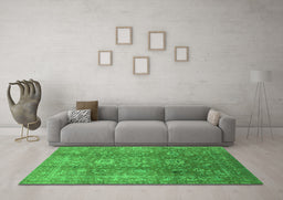 Machine Washable Oriental Green Industrial Area Rugs in a Living Room,, wshurb1435grn