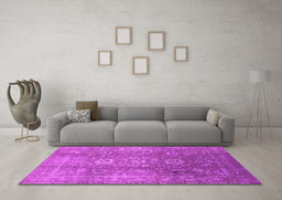 Machine Washable Oriental Pink Industrial Rug in a Living Room, wshurb1435pnk