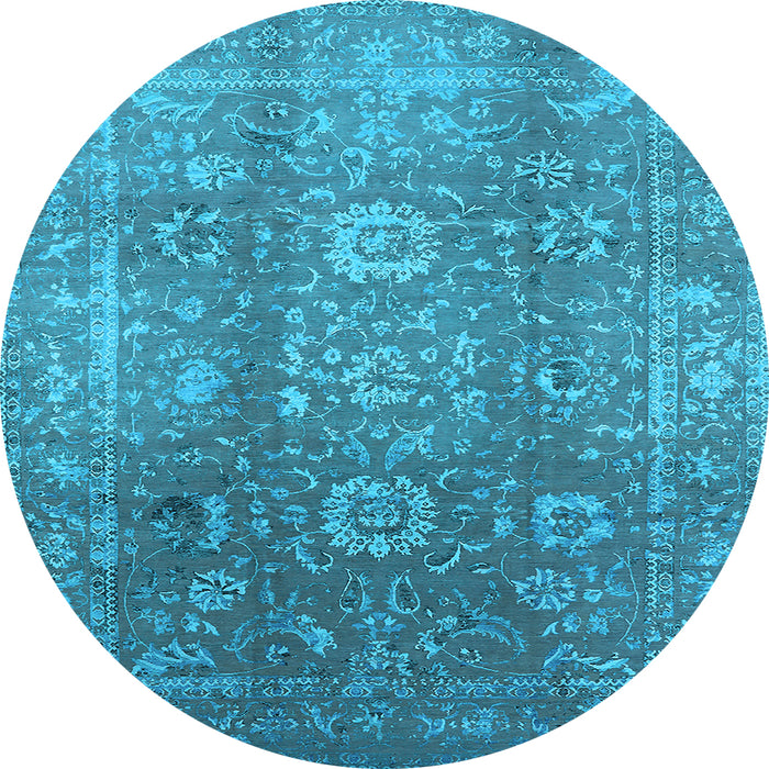 Round Oriental Light Blue Industrial Rug, urb1435lblu
