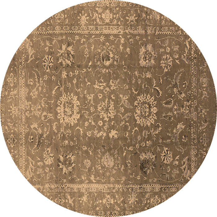 Round Oriental Brown Industrial Rug, urb1435brn