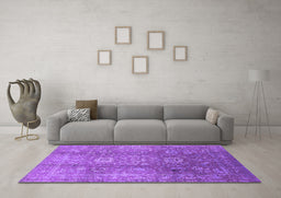 Machine Washable Oriental Purple Industrial Area Rugs in a Living Room, wshurb1435pur