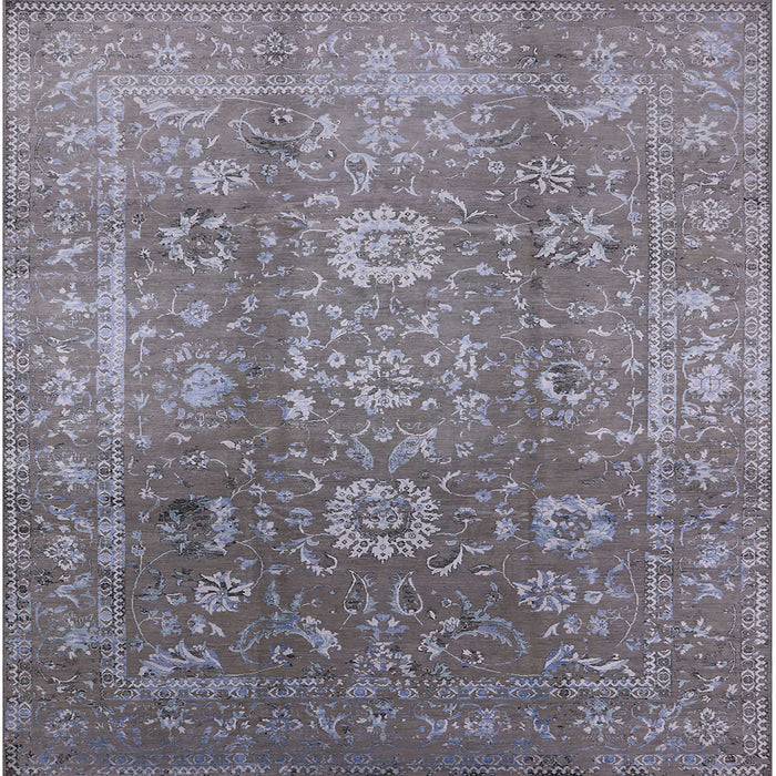 Square Machine Washable Industrial Modern Cloudy Gray Rug, wshurb1435
