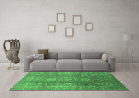 Machine Washable Oriental Emerald Green Industrial Rug, wshurb1435emgrn