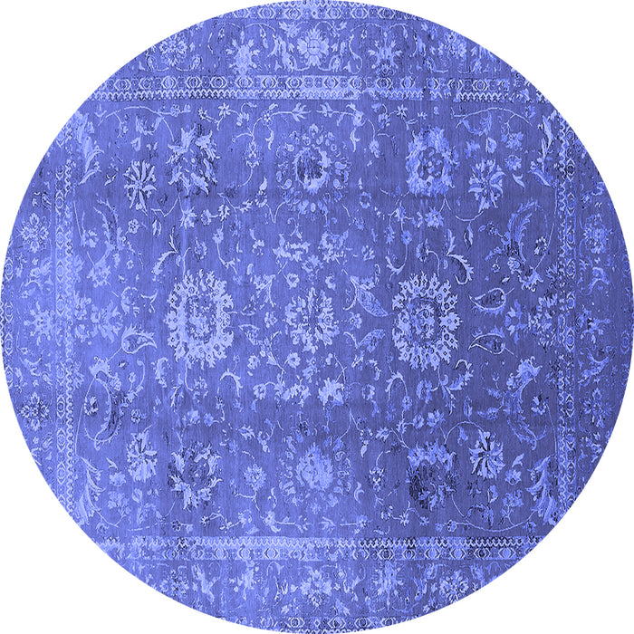Round Oriental Blue Industrial Rug, urb1435blu
