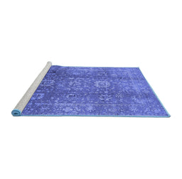 Sideview of Machine Washable Oriental Blue Industrial Rug, wshurb1435blu