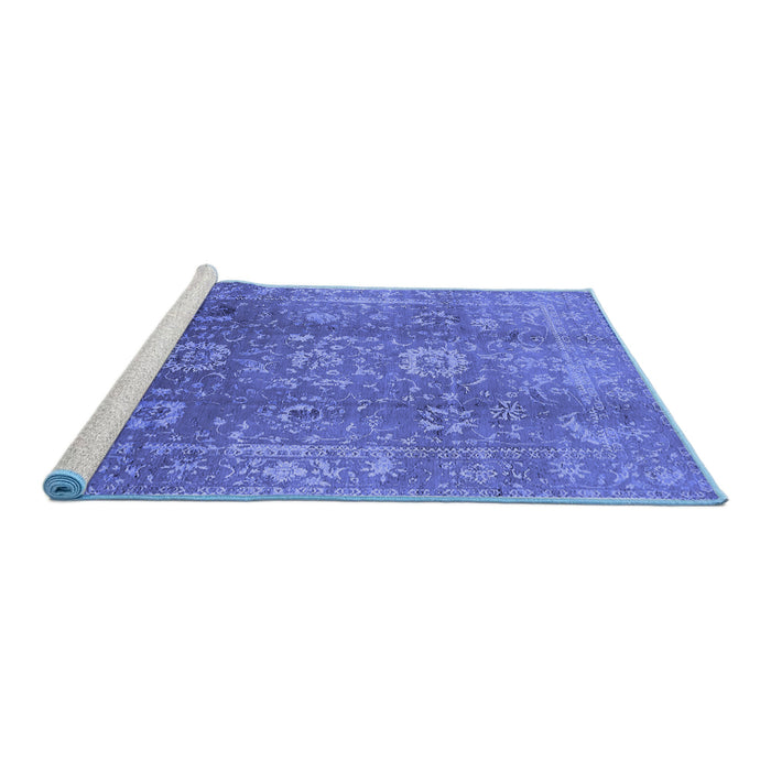 Sideview of Machine Washable Oriental Blue Industrial Rug, wshurb1435blu