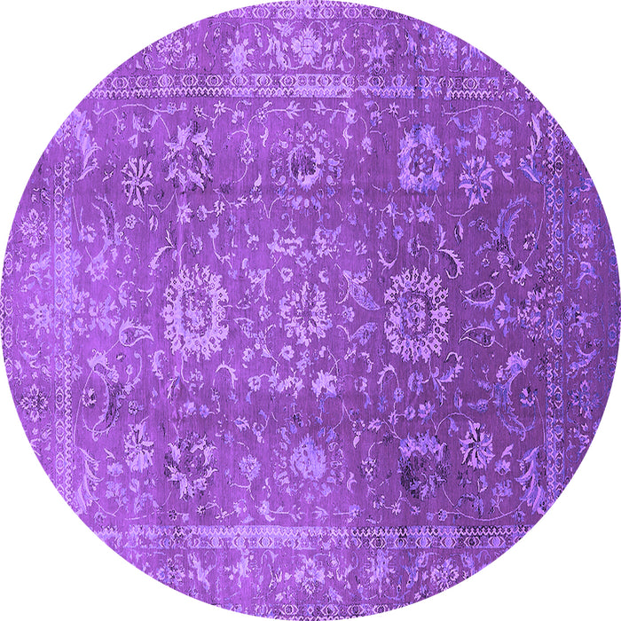 Round Machine Washable Oriental Purple Industrial Area Rugs, wshurb1435pur