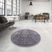Round Machine Washable Industrial Modern Cloudy Gray Rug in a Office, wshurb1435