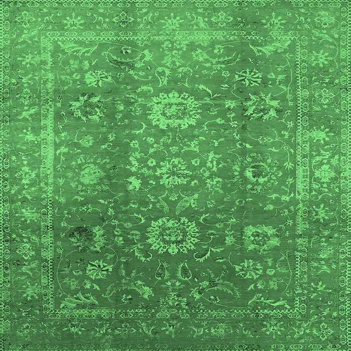 Square Oriental Emerald Green Industrial Rug, urb1435emgrn