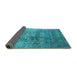 Sideview of Oriental Turquoise Industrial Rug, urb1436turq