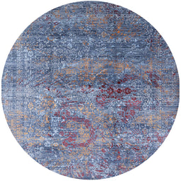 Round Mid-Century Modern Purple Oriental Rug, urb1436