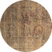 Round Oriental Brown Industrial Rug, urb1436brn