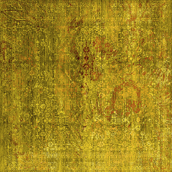 Square Machine Washable Oriental Yellow Industrial Rug, wshurb1436yw