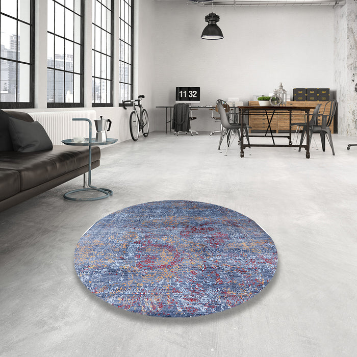 Round Machine Washable Industrial Modern Grape Purple Rug in a Office, wshurb1436