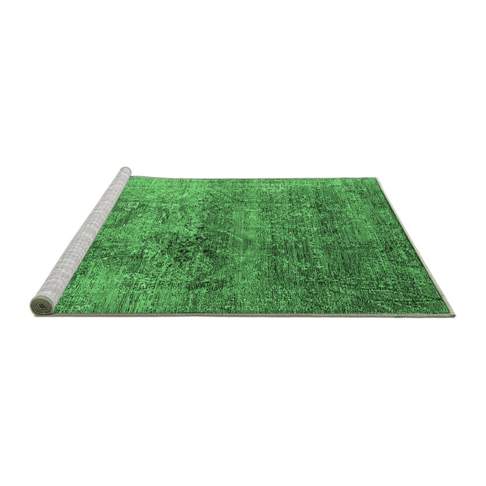 Sideview of Machine Washable Oriental Emerald Green Industrial Area Rugs, wshurb1436emgrn