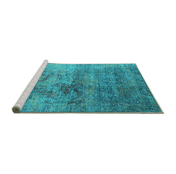 Sideview of Machine Washable Oriental Turquoise Industrial Area Rugs, wshurb1436turq
