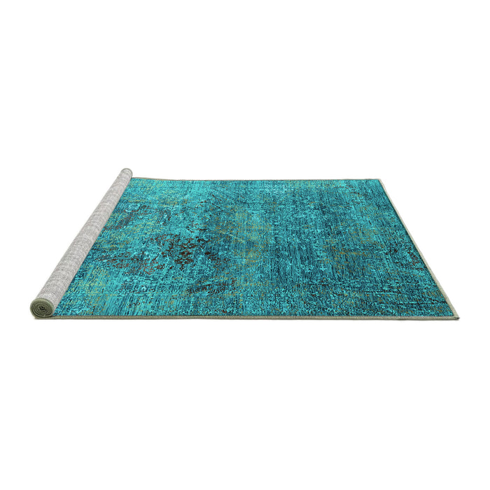 Sideview of Machine Washable Oriental Turquoise Industrial Area Rugs, wshurb1436turq