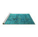 Sideview of Machine Washable Oriental Turquoise Industrial Area Rugs, wshurb1436turq