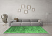 Machine Washable Oriental Emerald Green Industrial Area Rugs in a Living Room,, wshurb1436emgrn
