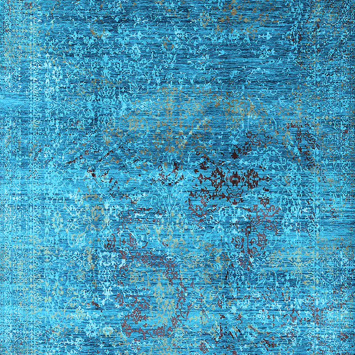 Machine Washable Oriental Light Blue Industrial Rug, wshurb1436lblu