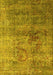 Machine Washable Oriental Yellow Industrial Rug, wshurb1436yw