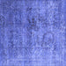 Square Machine Washable Oriental Blue Industrial Rug, wshurb1436blu