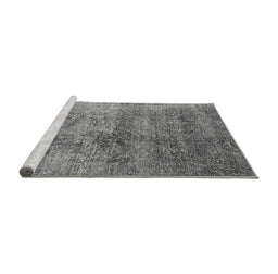 Sideview of Machine Washable Oriental Gray Industrial Rug, wshurb1436gry