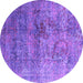 Round Oriental Purple Industrial Rug, urb1436pur