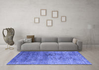 Machine Washable Oriental Blue Industrial Rug, wshurb1436blu