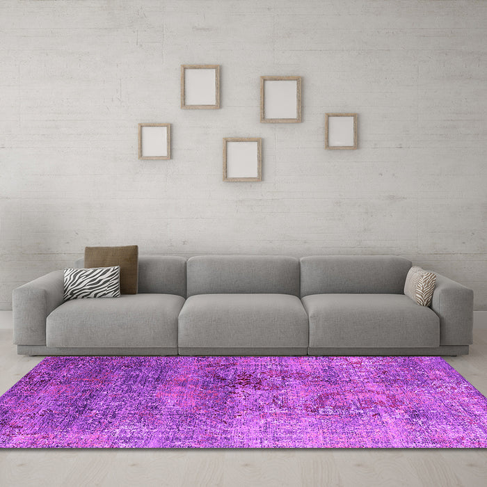 Machine Washable Oriental Pink Industrial Rug in a Living Room, wshurb1436pnk
