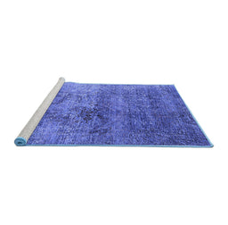 Sideview of Machine Washable Oriental Blue Industrial Rug, wshurb1436blu
