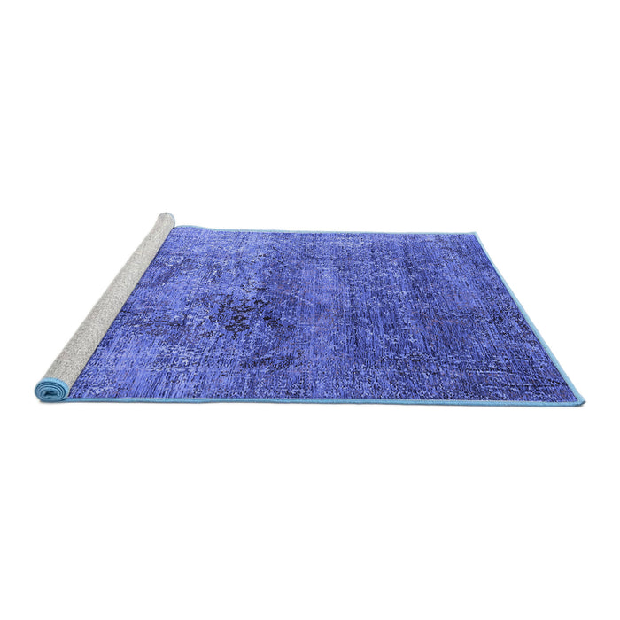Sideview of Machine Washable Oriental Blue Industrial Rug, wshurb1436blu