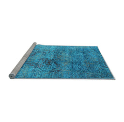 Sideview of Machine Washable Oriental Light Blue Industrial Rug, wshurb1436lblu
