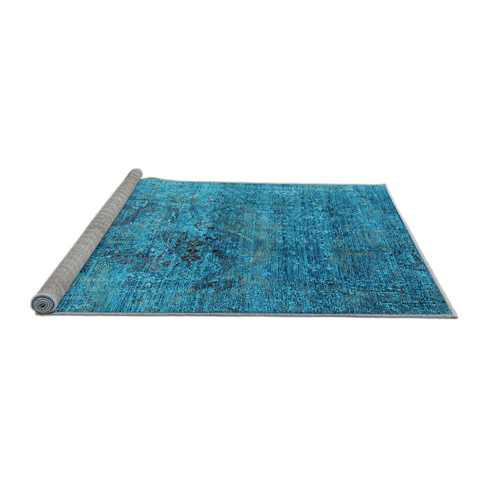 Sideview of Machine Washable Oriental Light Blue Industrial Rug, wshurb1436lblu