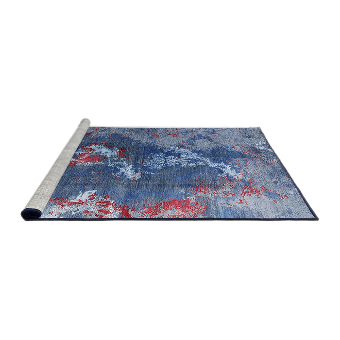Sideview of Machine Washable Industrial Modern Denim Blue Rug, wshurb1437