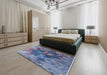 Machine Washable Industrial Modern Denim Blue Rug in a Bedroom, wshurb1437