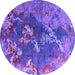 Round Oriental Purple Industrial Rug, urb1437pur