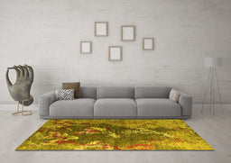 Machine Washable Oriental Yellow Industrial Rug in a Living Room, wshurb1437yw