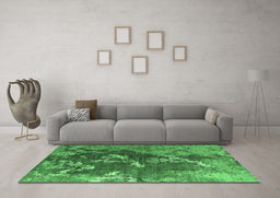 Machine Washable Oriental Emerald Green Industrial Area Rugs in a Living Room,, wshurb1437emgrn
