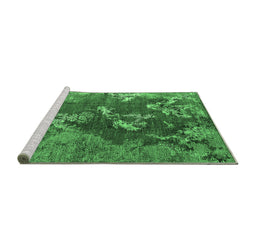 Sideview of Machine Washable Oriental Emerald Green Industrial Area Rugs, wshurb1437emgrn