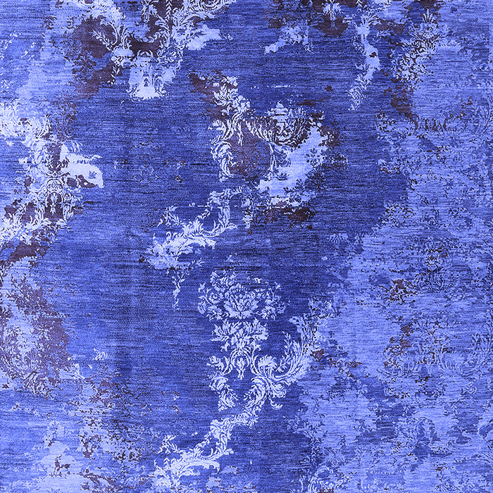 Machine Washable Oriental Blue Industrial Rug, wshurb1437blu