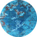 Round Oriental Light Blue Industrial Rug, urb1437lblu