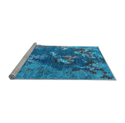 Sideview of Machine Washable Oriental Light Blue Industrial Rug, wshurb1437lblu