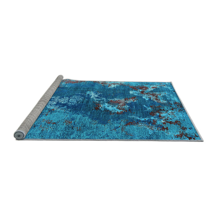 Sideview of Machine Washable Oriental Light Blue Industrial Rug, wshurb1437lblu
