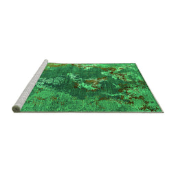 Sideview of Machine Washable Oriental Green Industrial Area Rugs, wshurb1437grn
