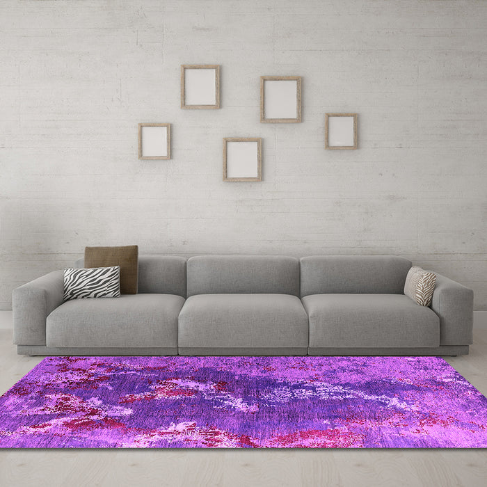 Machine Washable Oriental Pink Industrial Rug in a Living Room, wshurb1437pnk