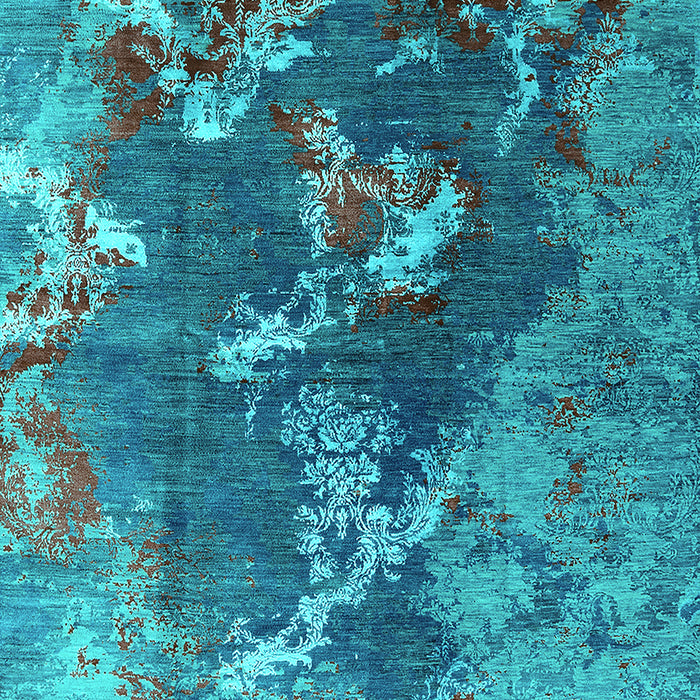 Machine Washable Oriental Turquoise Industrial Area Rugs, wshurb1437turq